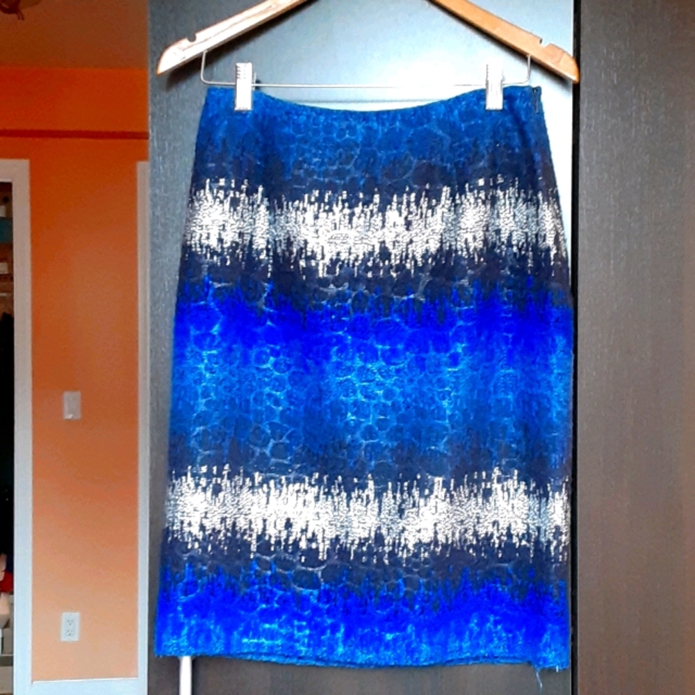 Hilton Hollis Blue Ombre Wool Blend Skirt